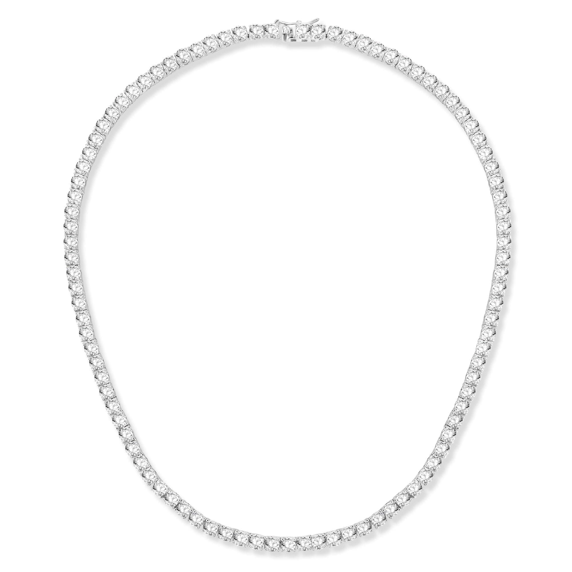 4.0mm CZ Tennis Necklace, 18K White/Yellow Gold Plated 4.0mm Round Cubic Zirconia Classic Tennis Necklace 16-24 Inches