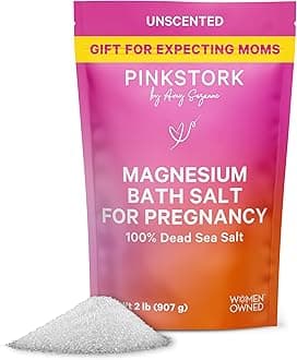 Pink Stork Pregnancy Bath Soak - Unscented Magnesium Flakes for Bath or Foot Soak | Pure Dead Sea Salt | Relief for Pregnancy Aches, Swollen Feet, and Stress | Clean, Fragrance-Free, 2 lbs (907 g)