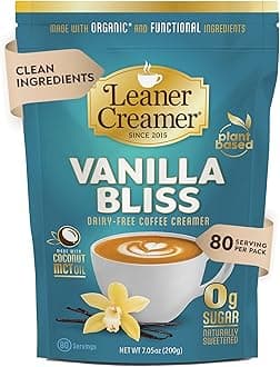 Leaner Creamer Plant-Based Coffee Creamer with MCT Oil, 0g Sugar, Keto Friendly, Dairy-Free Coconut Creamer Powder, Vegan Coffee Creamer, 80 Servings
