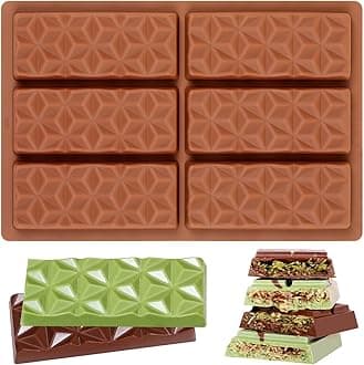 Chocolate Molds - Non-Stick Chocolate Bar Mold, Food Grade Silicone Chocolate Mold Break Apart Deep Chocolate Bar Mold for Dubai Chocolate Bar, Tabs Chocolate, Chocolate Snacks, 1 Pack