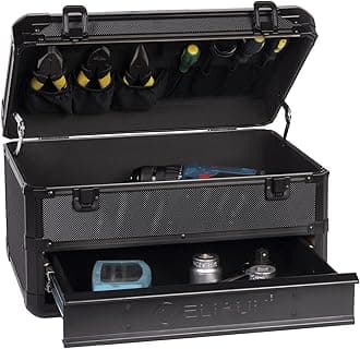 Tool Box Hard Case Tool Organizer Storage Cabinet Carry Case,Toolbox with Drawers, Black