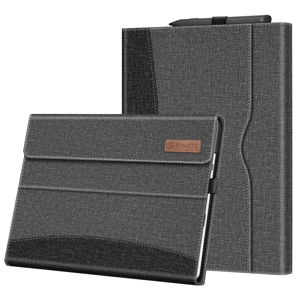 Case for 13 Inch Microsoft Surface Pro 9 / Pro 9 5G (2022) - Multiple Angle Viewing Portfolio Business Cover with Pocket and Stylus Holder, Compatible with Type Cover Keyboard, Gray