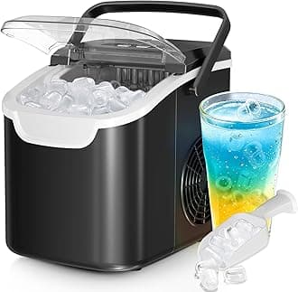 Countertop Ice Maker Machine – 26.5lbs/24Hrs, 8 Bullet ICES in 6 Mins – Self-Cleaning Portable Ice Maker with Selectable Ice Size & Touch Display for Home/Office/Bar, Black