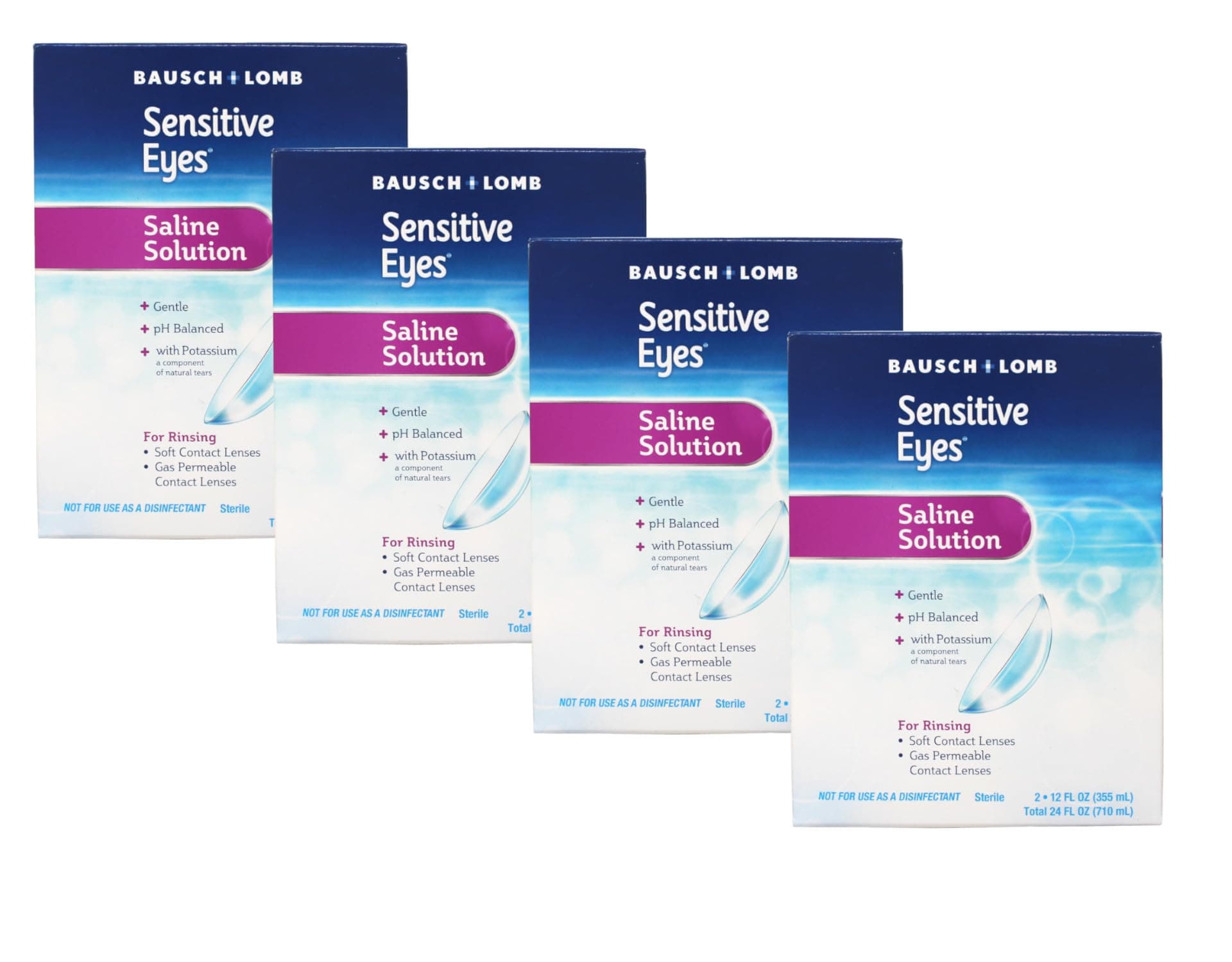 Bausch and Lomb Sensitive Eyes Saline Solution -- 24- oz Per Box (Value Pack of 4)