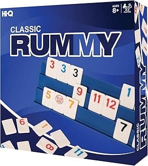 Classic Rummy Game - Rummy Games with Full-Size Three Tier Exclusive Folding Playing Racks, 2-4 Players, Great Gift For Kids And Adults
