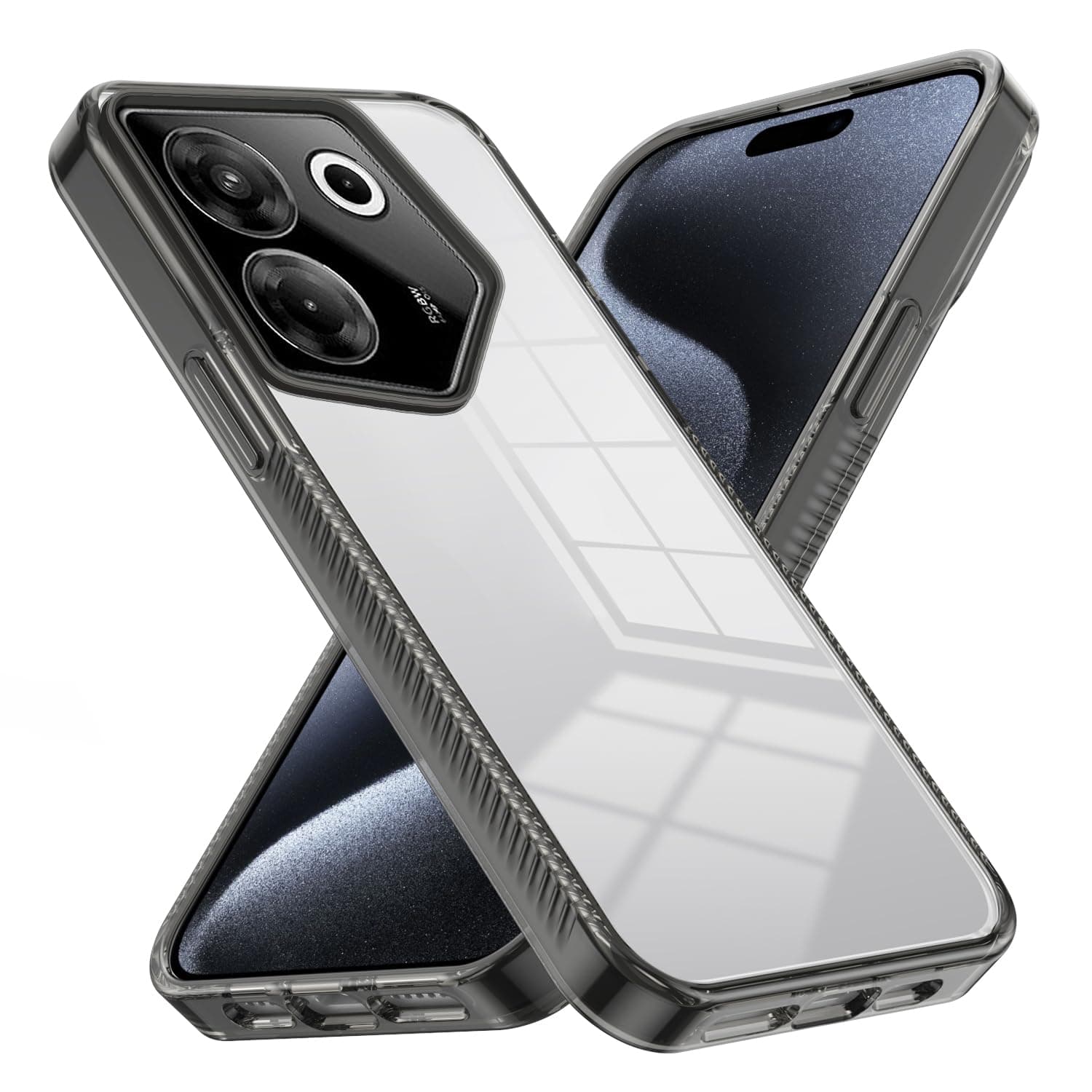 Generic Compatible with Tecno Camon 20 Pro 5G Cover,Transparent Dual Materia (TPU+Transparent PC Back Panel) Phone Case Black