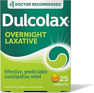 Dulcolax Stimulant Laxative Tablets, Predictable & Effective Constipation Relief, Relieves Straining & Bloating, Bisacodyl 5 mg, 25 Count
