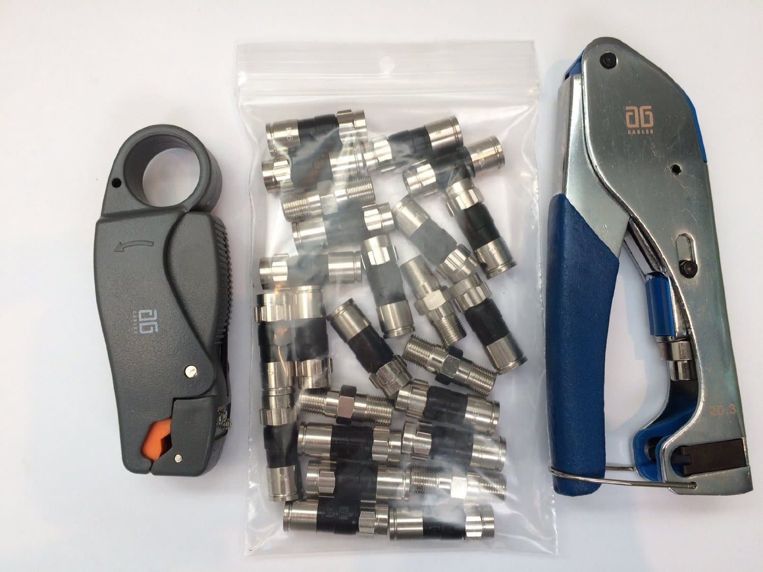 Compression Tool Kit - Compression Tool, Cable Stripper, RG6 Connectors and F81 Coaxial Joiners