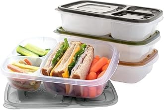 EasyLunchboxes® - Bento Lunch Boxes - Reusable 3-Compartment Food Containers for School, Work, and Travel, Set of 4, Urban