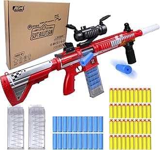 AGM MASTECH 416 Foam Blaster, Shell Ejecting Model with 40 Darts, 2 Mags. Realistic Tactical Gear for CS Games, Outdoor Matches, Teens 14+ & Adults (Red)