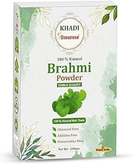 Khadi Omorose Brahmi Powder for Healthy Hair Growth | Strengthens Hairs |100% Pure & Natural | 200 Grams | Resealable Zipper Pouch |