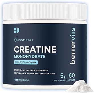 Creatine Monohydrate Powder | Ideal for Muscle Growth & Recovery - Unflavoured Creatine 5g | 100% Pure Micronised Creatine Powder | Supports Strength Performance | 60 Servings