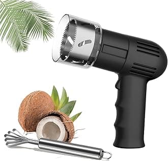Automatic Coconut Opener, Portable Electric Coconut Opener with Coconut Scraper, Stainless Steel Coconut Punching Tool, Mature Coconuts Open Tool, Coconut Shell Opener, for all Types of Coconut(Black)