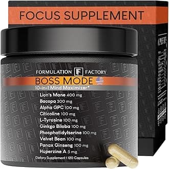 - Formulation Factory Nootropic Brain Supplement - Boss Mode Focus & Memory Complex with Lion's Mane, Alpha GPC & Bacopa - Cognitive Support - 120 Capsules, 2 Month Supply
