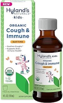 Hyland's Kids Daytime Organic Cough Syrup and Immune Support with Agave, Elderberry and Pomegranate, Soothes Cough, and Supports Immunity, 4 Fl. Oz