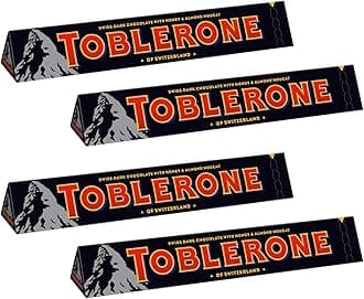 Toblerone Dark Chocolate with Honey and Almond Nougat Pack of 4 x 100 g