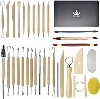 Augernis Pottery Sculpting Tools 32PCS Ceramic Clay Carving Tools Set for Beginners Expert Art Crafts Kid's After School Pottery Classes Club Children Students