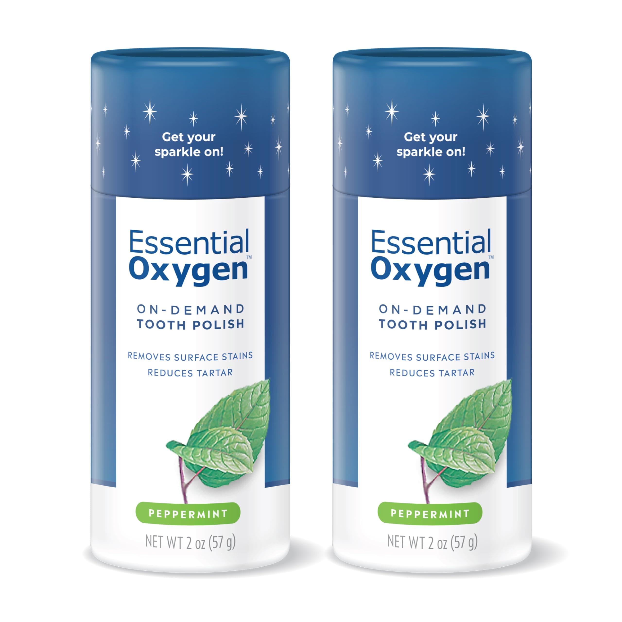Essential Oxygen BR On-Demand Tooth Polish, Peppermint, White, 2 Ounce, Pack of 2