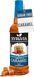 Syruvia Sugar Free Coffee Syrup, Caramel Flavored Syrup for Drinks, Lattes, and Desserts – 25.4 fl oz