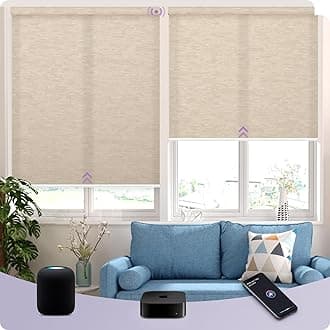 Graywind HomeKit Light Filtering Shades Eve Powered Siri Voice Control Home App Rechargeable Smart Blinds with Valance Custom Size (Jacquard Coffee)