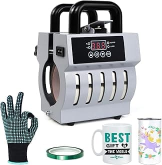 Realkant Mug Press, Upgrade Mug Heat Press Machine for 11oz-15oz Coffee Mugs 16oz Skinny Straight Cups, Mug Press Sublimation Machine Cup Heat Press Mini Tumbler Press with Heat Tape Gloves (Grey)