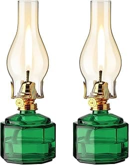 Tuanse 2 Pieces Chamber Oil Lamp Classic Kerosene Lamp Lantern Vintage Oil La...