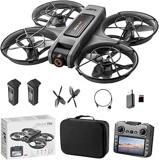 RC Drone with HD Dual Camera & Night LED, Brushless Motor Optical Flow Positioning Headless Mode S156 Mini Quadcopter, Beginner-Friendly FPV Photography Drones with 2 Batteries for Adults (Black)
