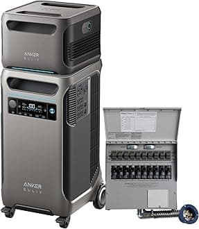 Anker SOLIX F3800 120V/240V Home Backup Kit, 7.68kWh Portable Power Station with Transfer Switch Kit, LiFePO4 Battery, 6000W AC Output, Solar Generator for Home Use, RV, Emergencies, & Outages