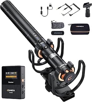VM30 Shotgun Microphone with Wireless Modes, Camera-Microphone with 48kHz/24bit Sound Quality, Low Cut Filter/USB C Digital Output, Wireless mic for Sony/Canon/Nikon/Smartphone