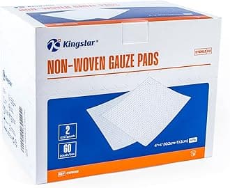 Kingstar Sterile Nonwoven Gauze Pads, 4"x 4" Wound Dressing, 60 Packs - 120 Pieces Superior Soft Sponge Pads, Higher Absorbent Gauze Compresses for Trauma or Post-Operative Wound Care