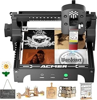 Acmer Laser Engraver Machine, 6000mW High Precision Laser Cutter and Engraving Machine, 130x130mm Working Area