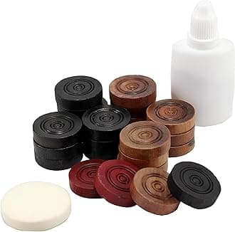 Professional Junior Carrom Board Game Set - Includes 24 Premium 6mm Coins, 1 Striker, and Smooth Gliding Powder - Indoor Family Board Game for Teens and Adults