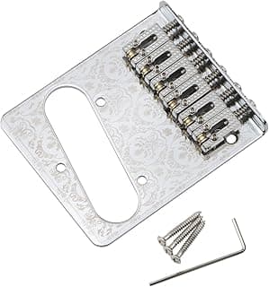 Silver Guitar Roller Bridge, Roller Saddle Plate Single Coil Pickup Hole for Telecaster Electric Guitar with Screws Wrench