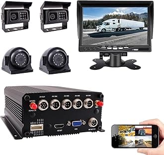 JOINLGO 4-CH GPS WiFi 1080P Mobile Vehicle Car DVR mdvr Video Recorder Kit Real-time Remote View on PC Phone with 4 Side Rear View IR Cameras 7" Screen for Truck Bus Fleet (DO NOT Support 4G LTE)
