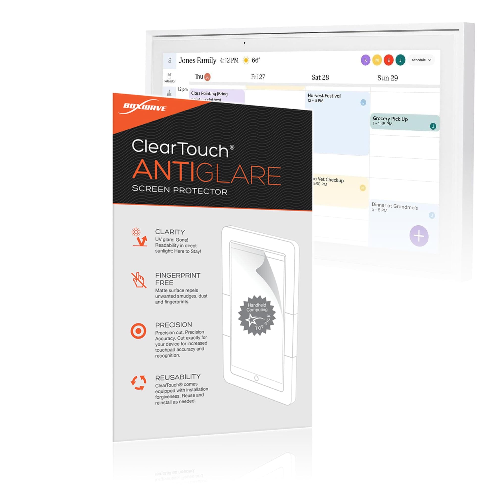 BoxWave Screen Protector Compatible with Skylight Calendar (15") - ClearTouch Anti-Glare (2-Pack), Anti-Fingerprint Matte Film