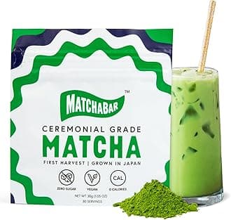 - Matchabar Matcha Powder (30g) - Ceremonial Grade Authentic Japanese Matcha Green Tea - Matcha Green Tea Harvested in Japan - Matcha Tea Powder Latte - Zero Sugar, Vegan & 0 Calories