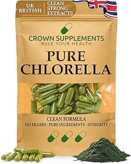 Pure Chlorella Capsules | Clean Formula Extracts | Heavy Metal Detox Cracked Cell Wall | Crown Supplements UK (90 Capsules)