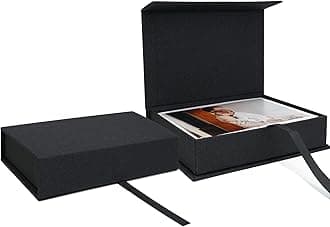 Vienrose Linen 4" x 6" Photo Cases and Postcard Keeper Storage Container Box 1Pcs for Photo, Postcard, Decorative Paper, Black