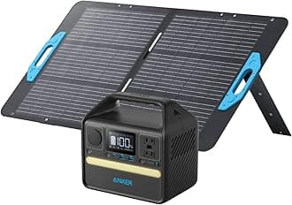 Anker 521 Portable Power Station Upgraded with LiFePO4 Battery, 256Wh 6-Port PowerHouse, 300W (Peak 600W) Solar Generator with 100W Solar Panel, 2 AC Outlets, 60W USB-C PD Output, Outdoor Generator