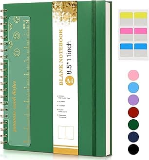 Blank Spiral Notebook Journal 8.5” x 11”, A4 Large Sketch Book for Women Men, 100 GSM Blank Paper Drawing Notebook, Plastic Hardcover Spiral Bound Sketchbook for Sketching Work School Writing, Green