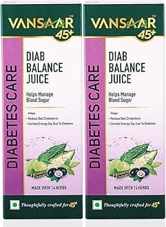 Vansaar 45+ Diab Balance Juice(2L)| Ayurvedic Diabetic Care Juice with 14 herbs like Karela, Jamun, Neem, Paneer Doda, Cinnamon | Manages Blood Sugar & Insulin Level| Super saver pack of 2