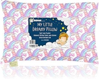 Toddler Pillow With Pillowcase - 13X18 Soft Organic Cotton Baby Pillows For Sleeping - Machine Washable - Toddlers, Kids, Infant - Perfect For Travel, Toddler Cot, Bed Set (Unicorn)