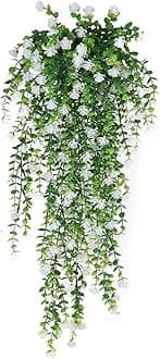 Lifelike Artificial Flowers Artificial Flower Decor Hanging Artificial Flower Vine Faux Drooping Floral Plants for Home Wedding Indoor Outdoor Garden Yard Decoration White 1pc