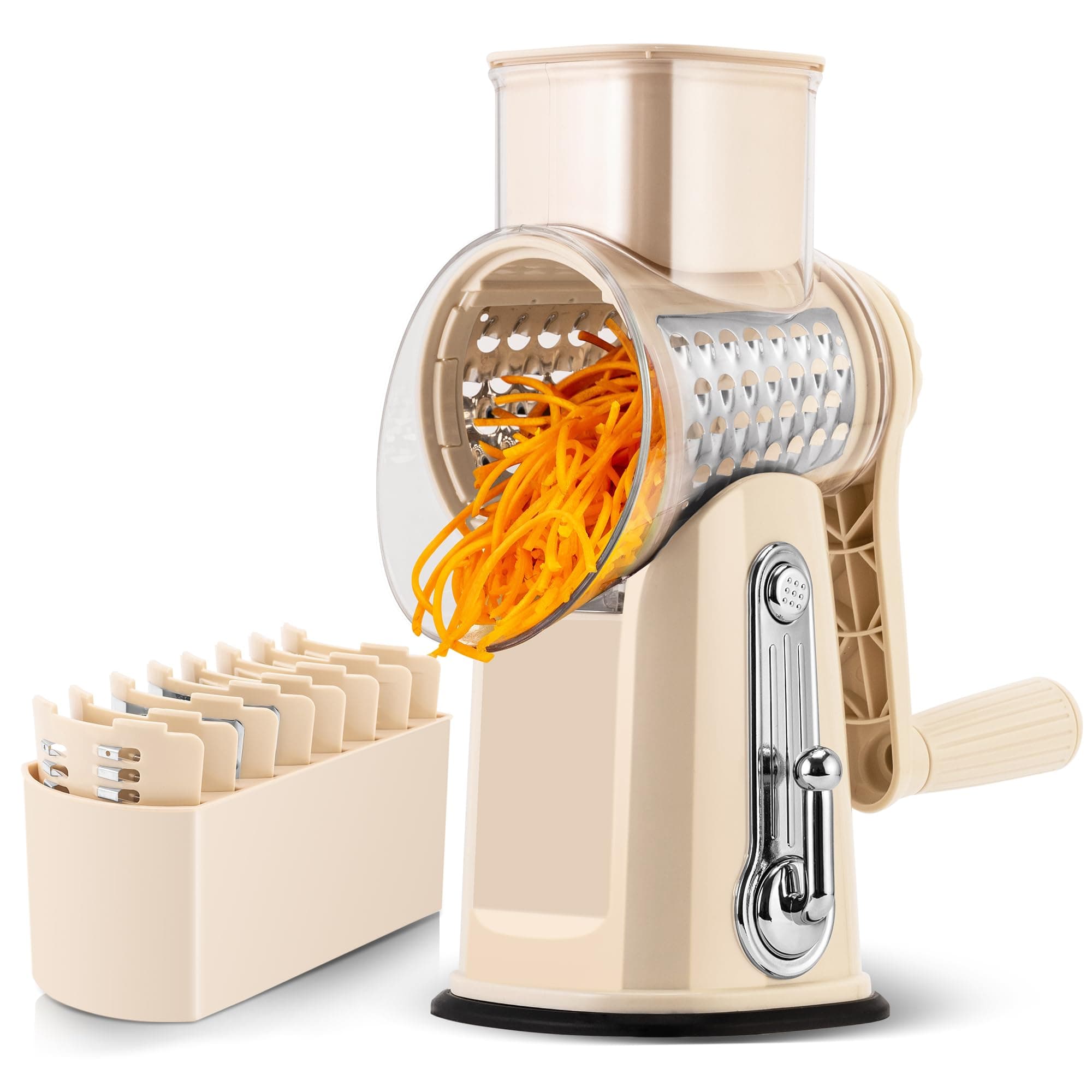 SUSTEAS Rotary Cheese Grater with Handle(Beige)