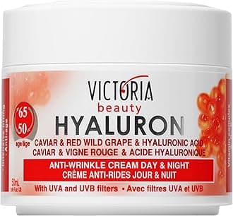 Victoria Beauty Hyaluron, Retinol, Caviar and Red-Grape Anti-Wrinkle Lifting Day and Night Cream - Anti-Aging Face Moisturizer with Hyaluronic Acid fo Ages 50 to 65+ (50ml)