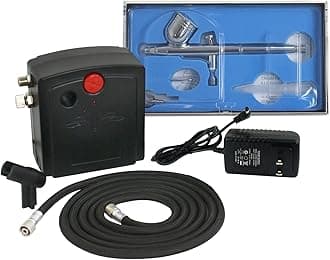 Multi-purpose Mini Airbrush Air Compressor Kit, Dual Action Cake Spray Gun Portable Air Brush Set Tattoo Nail Tool Set (TC-100K)
