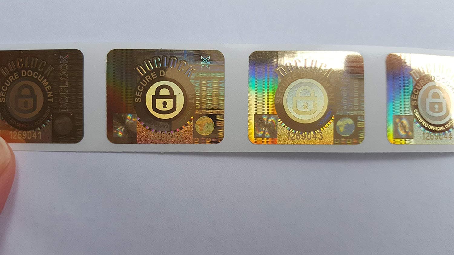Doclock Document Seal Hologram Labels Tamper Evident x 1000 Security Stickers 'Void' with Non-Repeating Serial Number per Each Label in Golden foil