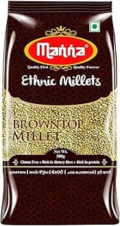 Browntop Millet 1kg Unpolished, Certified Low GI, Glycemic Index value 21 Chotti Kangni/Andu Korralu/Korale, 20% more protein & 100% more Fibre than white rice. Natural Grains