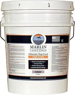 100% Silicone Roof Sealant - Self Leveling - Complete Waterproofing - Easy One Coat Application - Designed for Your RV, Camper, Trailer, Commercial Building… (5 Gallon, Gray)