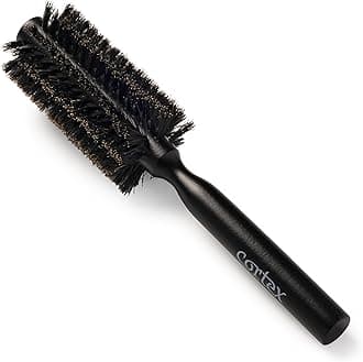 Cortex Professional Boar Bristle Brushes For Women and Men - Round Hair Brush Wooden Handle For All Hair Types (Black 2 Inch)
